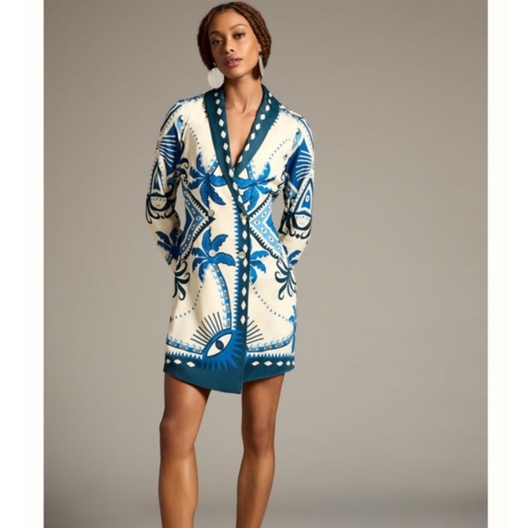 FARM Rio Dresses & Skirts - Anthropologie Farm Rio Long Sleeve Blazer Dress Evil Eye Size XS